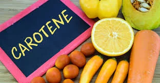 Carotene-rich foods including carrots and citrus, the vitamin A theme in EyeVitalis