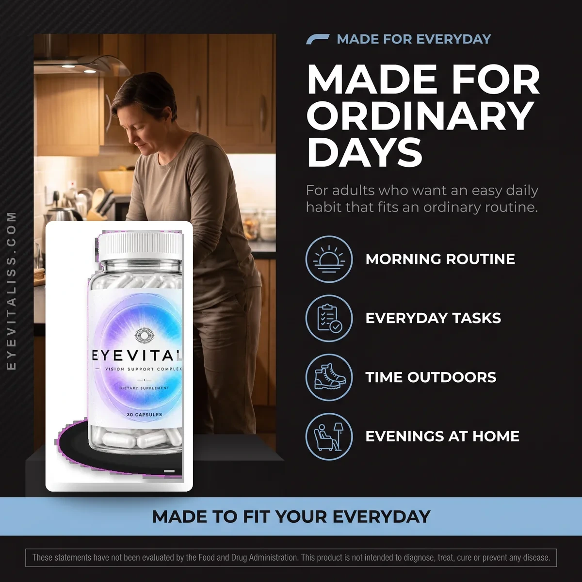 Who EyeVitalis is for: adults who want an easy daily eye-health habit for mornings, screen work and time outdoors